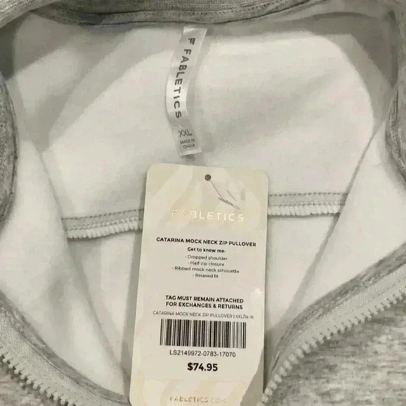 New with tags fabletics Catarina Mock Neck Zip Pullover in size xxl - Picture 7 of 8